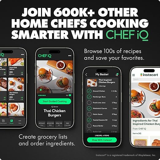 CHEF iQ Sense | Smart Wireless Meat Thermometer | 3 Ultra-Thin Probes | WiFi Unlimited Range | 1000°F Heat Safe | 5 Sensors | BBQ, Grill, Oven, Smoker, Air Fryer | Gen3