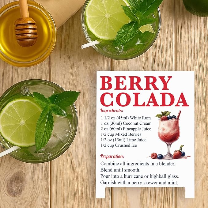 Berry Colada Recipe Rustic Bar Decor for Home Cafe Farmhouse Cocktail Sign for Kitchen Bar Cart Accessories Mixology Christmas Gift for Bartender Men Women New Couple - 5.59 x 4.33 inch Acrylic Sign - Image 5