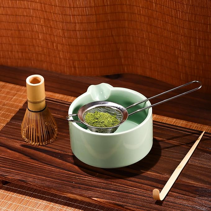 Matcha Whisk Set,Bamboo Matcha Whisk (Chasen),Traditional Scoop (Chashaku),Stainless Steel Sifter,Japanese Tea Tools For Ceremony