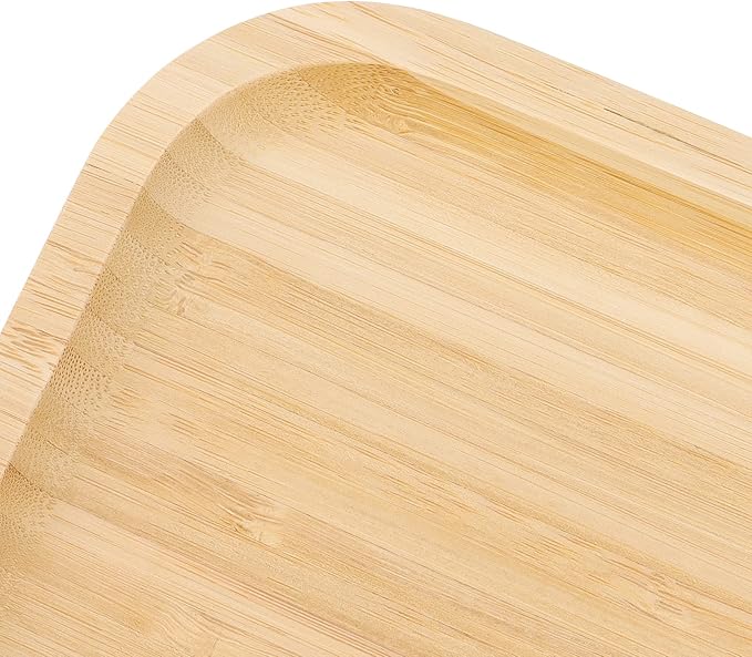 JOIKIT 3 Pack 8 Inch Bamboo Platter, Fine Polished Sqaure Wood Dinner Plates Bamboo Serving Tray for Holding Fruit, Bread, Cheese, Nut, Coffee, Tea, Plant Saucer