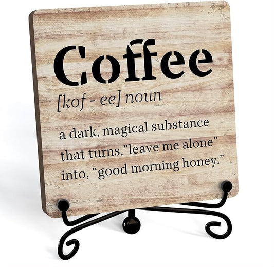 Coffee Bar Decor For Bar, Funny Cute Coffee Signs For Station Cafe Shop, Table Desk Kitchen Shelf Corner Decorations And Accessories (coffe-01) by JUSITAKEET