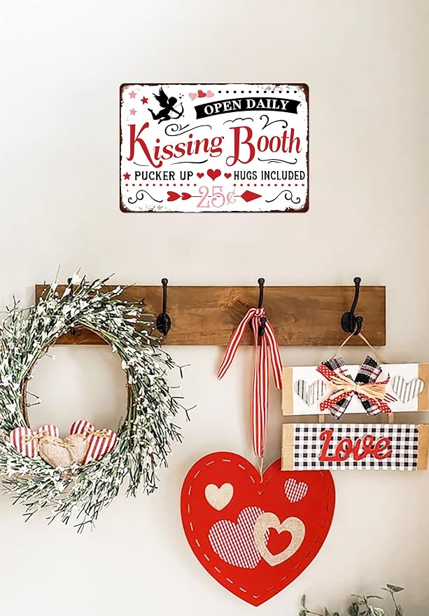 Kissing Booth Funny Metal Tin Sign Valentine's Day Sign for Home Kitchen Bathroom Farmhouse Garden Coffee Bar Wall Decor Decoration Art Sign Vintage Poster 8x12 Inch - Image 5