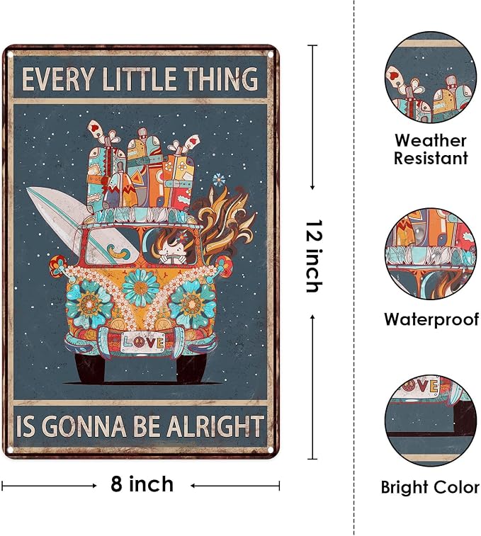Sanwarm Metal Sign 8X12 Inch, Surf Car Vintage Beach Camper Boho Inspirational Tin Sign Wall Art Decor For Home, Living Room, Garden, Bedroom, Office, Hotel, Cafe And Pub Decoration - Image 2