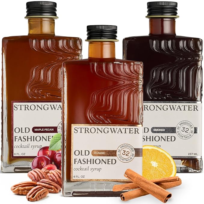 Strongwater Old Fashioned Craft Cocktail Mixer - Makes 96 Cocktails - Handcrafted Old Fashioned Syrup with Maple, Pecans & More - 3 Pack Gift Set, Just Mix with Bourbon or Whiskey by Strongwater