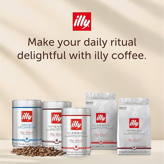illy Decaf Whole Bean Coffee, Classico Decaffeinated Medium Roast, 100% Arabica, Premium Italian Coffee, Ideal for Espresso, Drip, Moka and French Press Brewing, 8.8oz, 12 Pack