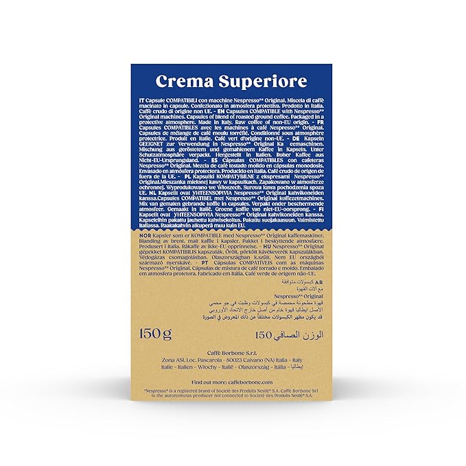 Caffè Borbone Crema Superiore Aluminum Capsules Compatible with Nespresso Original Machines, Medium Roast, 30 Count