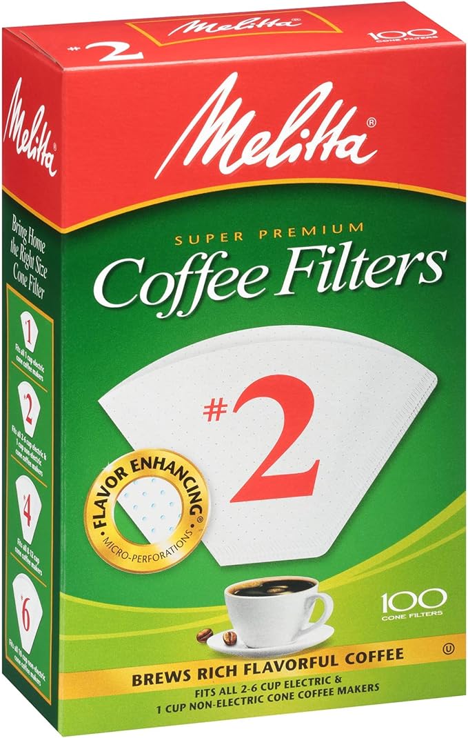 Melitta #2 Cone Coffee Filters, White, 100 Count - Packaging May Vary