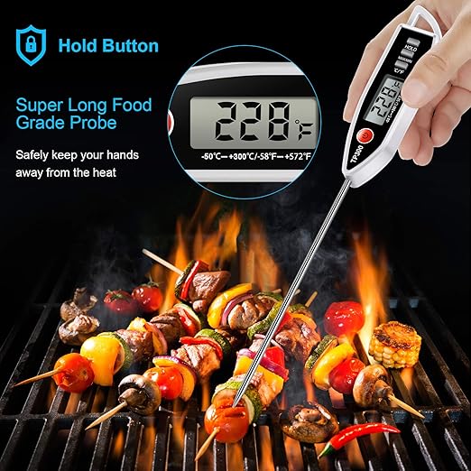 Meat Food Thermometer, Digital Candy Cooking Thermometer, Kitchen Cooking Thermometer Instant Read for BBQ Grill, Oil, Milk, Bath Water, Deep Fry, Candle Temperature
