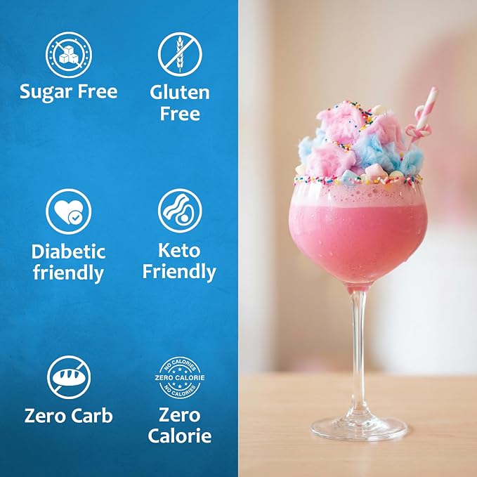 Syruvia Sugar Free Cotton Candy Flavored Syrup for Drinks, Cocktails, Lemonades, Iced Teas and Desserts – 25.4 fl oz, With Pump - Image 4