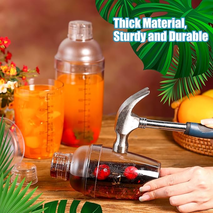 Lallisa 12 Pcs Plastic Cocktail Shaker Drink Mixer with Scales and Strainer Top Clear Shaker Cup with Measurement Plastic Mixing Tool for Tea Coffee Bubble Tea Milk(550 Cc/ 19 oz)
