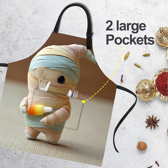 Funny Cat Apron with 2 Pockets Waterproof for Men Women Kitchen Garden Decor - Image 3