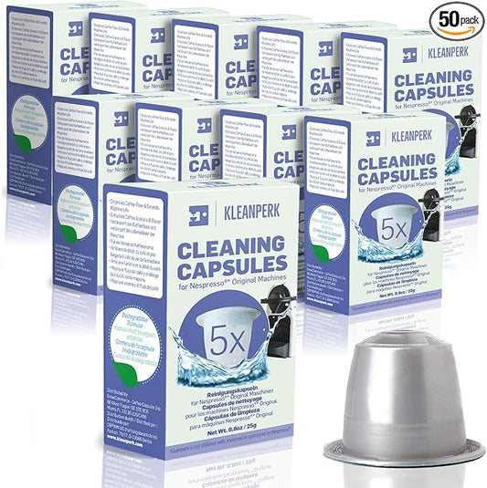 50 Cleaning Pods Compatible with Nespresso Original Machines I Cleaning Kit for Better Tasting Coffee I Coffee Machine Cleaner I Easy and Safe to Use by KLEANPERK