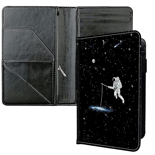 Server Books for Waitress, with 7 Large Pockets, Waiter Serving Book, Waitstaff Server Order Pads, Cute PU Leather Server Book with Pen Holder Fit Server Apron, Spaceman by Unknown