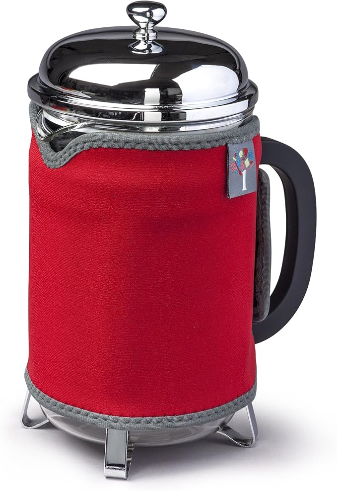 Zeal C125R Insulated Cafetiere Coffee Pot Jacket. Removable with Valcro Fastening. 12 Cup-Red, Neoprene