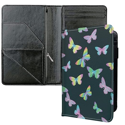 Server Books for Waitress, with 7 Large Pockets, Waiter Serving Book, Waitstaff Server Order Pads, Cute PU Leather Server Book with Pen Holder Fit Server Apron, Pink Butterflies by Unknown
