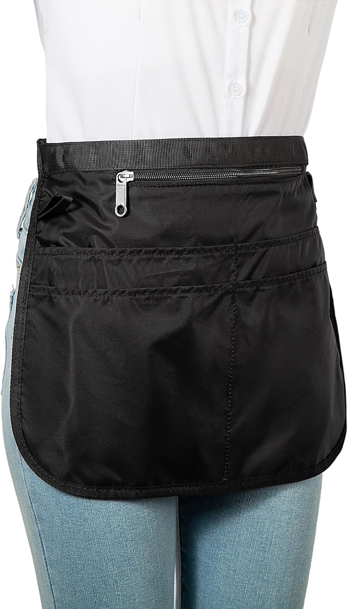Waterproof Server Apron for Women with 5 Pockets,Quickly Put on and Take off Waitress Aprons,Work Apron for Bartender Barista