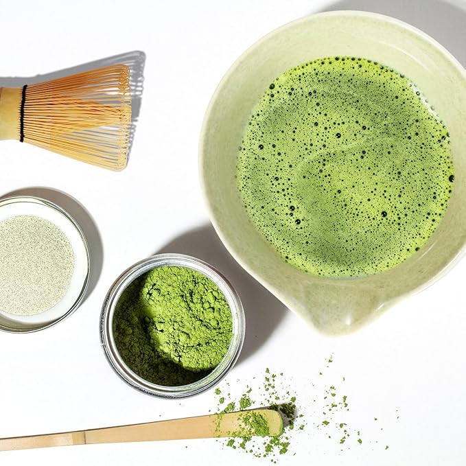 Matcha Whisk Set, 5 Pcs Matcha Set Whisk and Bowl with Spout, Matcha Whisk Holder, Matcha Spoon, Stainless Sifter, Perfect Matcha Kit for Matcha Lover (Matcha Green)