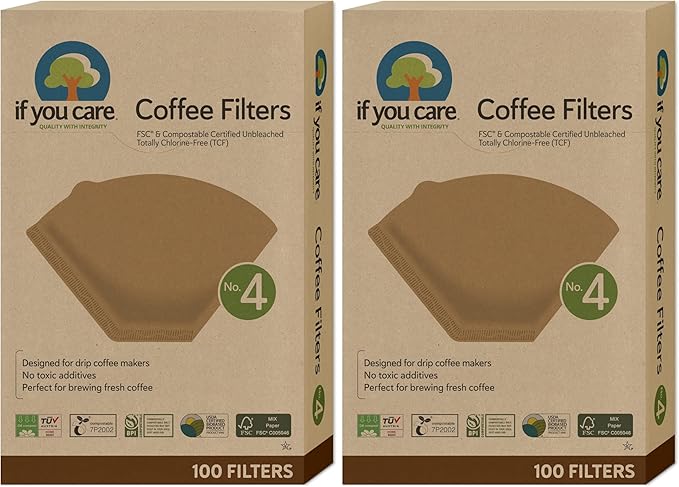 If You Care # 4 Cone Shaped Unbleached All Natural Compostable Coffee Filters, Chlorine Free, 100 Count (Pack of 2)