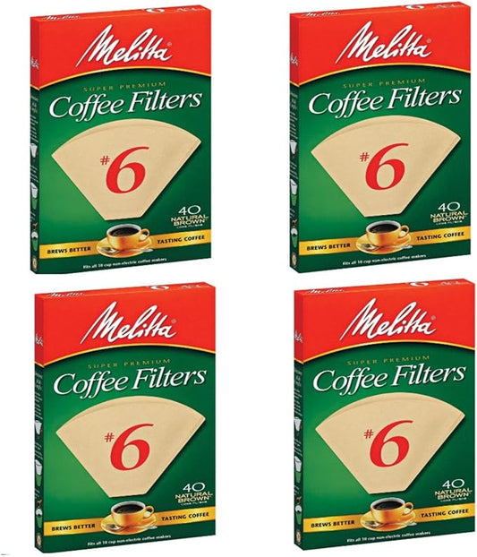 Melitta FBA USA Inc 626412#6 Natural Brown Cone Coffee Filters 40 Count - 4 pack