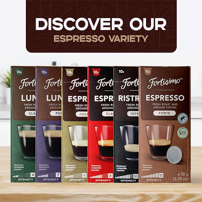 FORTISIMO by CAPSUCUP Espresso Pods Variety Pack - 100 Count Espresso Capsules - Compatible with Nespresso Original Line Machines