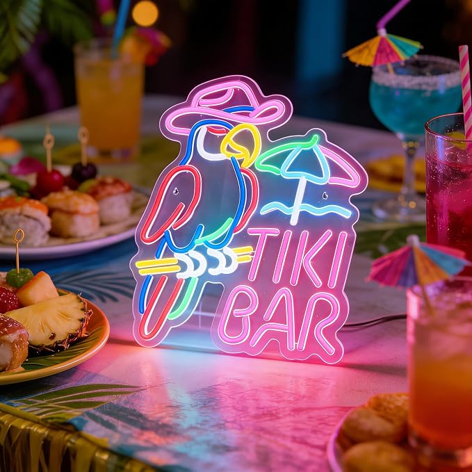 Tiki Bar LED Neon Sign, USB Powered Decorative Neon Light for Bar Party Home Patio Living Room Wall Table Tiki Theme Decor 12.6 x 16.9 In - Image 4