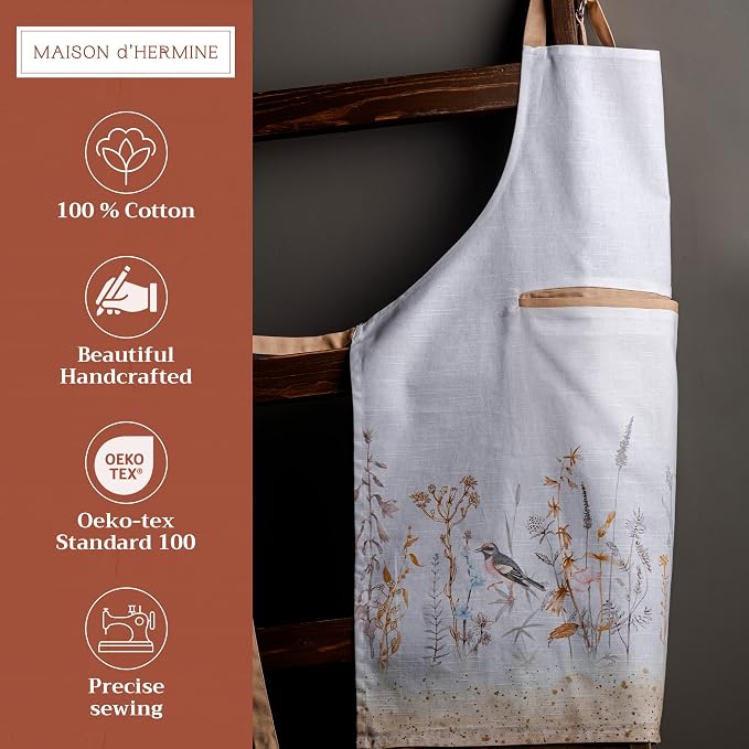 Maison d' Hermine 100% Cotton Apron for women with Pocket Kitchen Chef Apron for Men Cooking Mothers Day Gifts - Image 2
