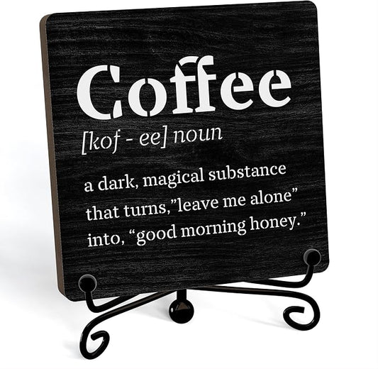 Coffee Bar Decor For Bar, Funny Cute Coffee Signs For Station Cafe Shop, Table Desk Kitchen Shelf Corner Decorations And Accessories (coffe-06) by JUSITAKEET