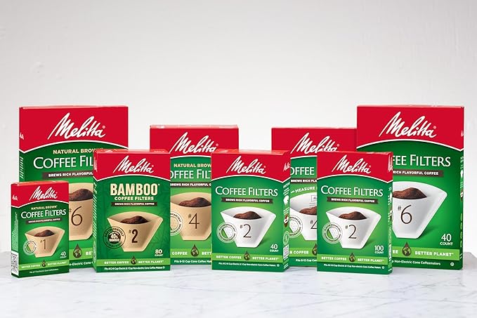 Melitta #4 Cone Coffee Filters, Natural Brown, 300 Total Filters - Fits all 8-12 Cup Cone Coffee Makers and Pour-Overs, Compostable, Tear-Resistant, Made in USA, 100 Count (Pack of 12)