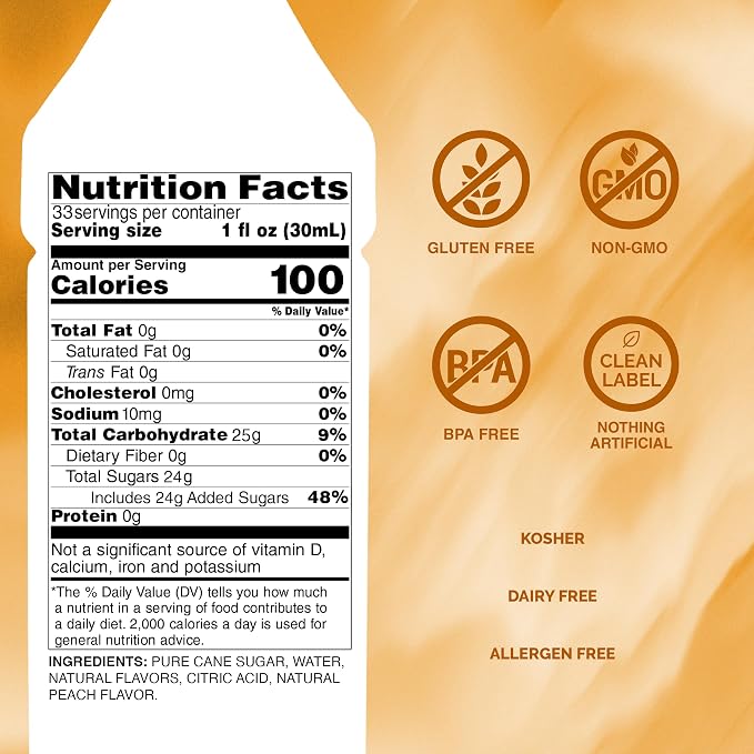 Monin - White Peach Syrup, Juicy Ripe Peach Flavor, Perfect for Cocktails, Mocktails, Iced Teas, & Smoothies, Gluten-Free, Non-GMO (1 Liter) - Image 2