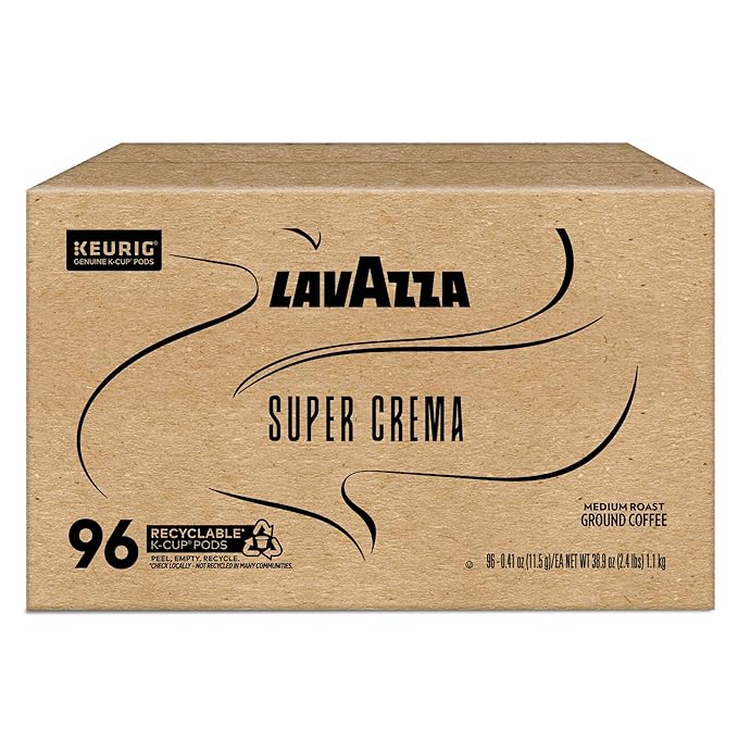 Lavazza Super Crema, Single Serve Keurig® K-Cup® Pods, Medium Espresso Roast Coffee, 1 Box, 96 Count