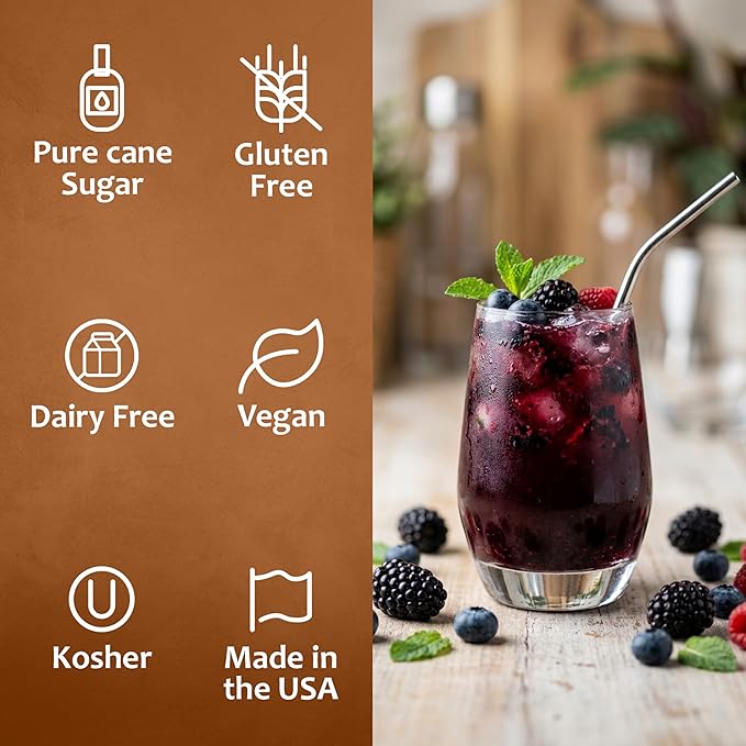 Syruvia Mix Berry Flavored Syrup for Drinks, Cocktails, Lemonades, Iced Teas and Desserts – 25.4 fl oz, With Pump