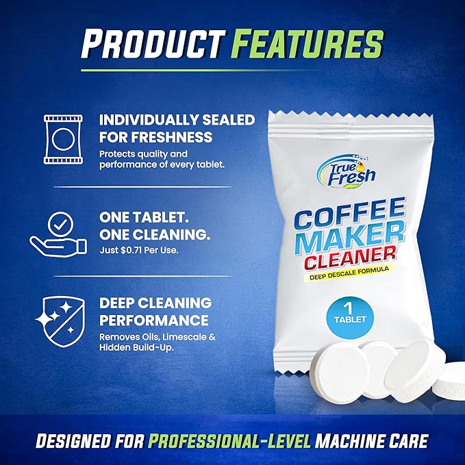 Coffee Machine Cleaner Descaler Tablets 25 Pack - Compatible With Keurig, Nespresso, Philips, Ninja, Delonghi, Miele, Breville & More - Coffee Maker Cleaner Tablets with 1 Year Supply