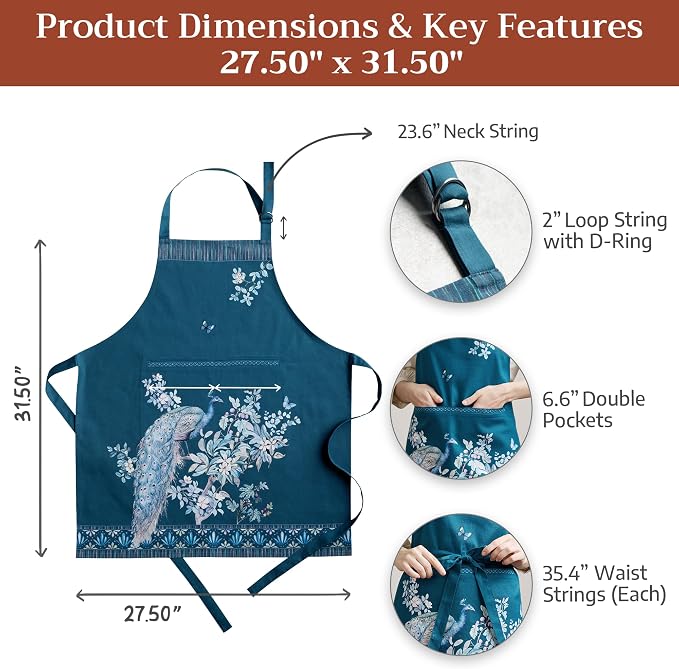 Maison d' Hermine 100% Cotton Apron for women with Pocket Kitchen Chef Apron for Men Cooking Mothers Day Gifts - Image 5