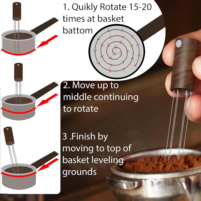WDT Tool Espresso Stirrers - Coffee Distributor Barista Tools - Espresso Needle Distribution Tool for Coffee Accessories Kit - Walnut Wood Gifts for Coffee Lovers - Image 3