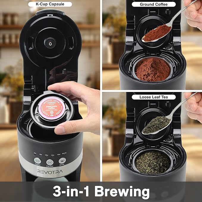 Single Serve Coffee Maker for Pods & Ground Coffee, 6 to 14oz Brew Sizes, Strong Brew Option, Fast Brewing, Compact Design with Removable 40oz Reservoir, Travel Mug Friendly