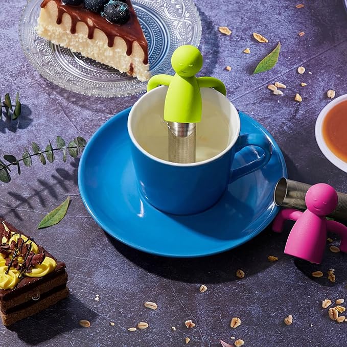 Hicarer 4 Pieces Tea Infuser for Loose Tea Cute Fine Mesh Strainer Stainless Steel Filter Ball Diffuser Steeper for Teacups Teapots (Blue,Green,Purple,Rose Red)