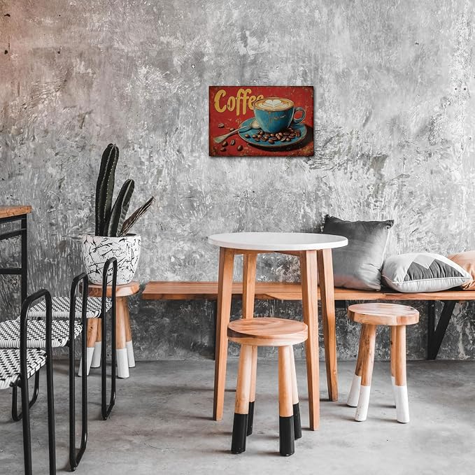 Funny Vintage Coffee Lovers Tin Sign Collection Wall Art – Retro Wall Decoration For Cafe Bar/Garage/Man Cave/Kitchen, 8x12 Inches (F, 12X8X0.08 IN) - Image 3