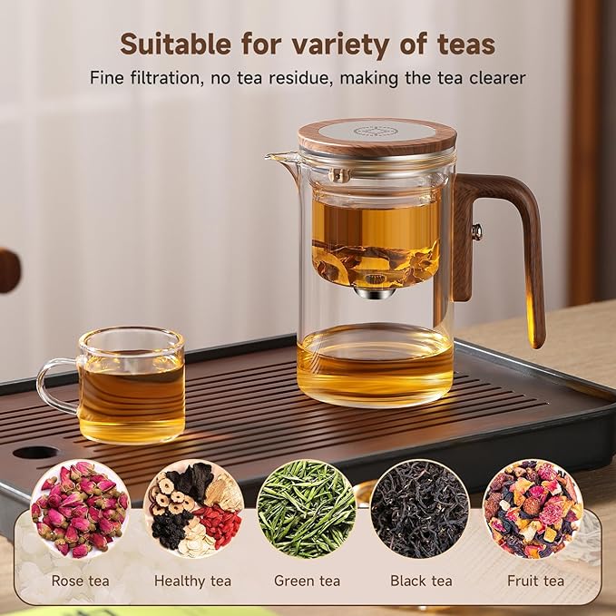 Tea Infuser Enchanti Tea Pot, Magic Glass Teapot with Infusers for Loose Tea, Detachable Glass Tea Brewer, Ideal for Tea Steeper 1000ML/33.82oz