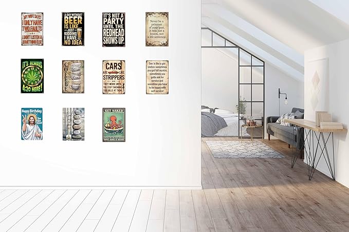 Inspirational Vintage Metal Tin Sign Idea Humorous Bar for Man Cave Garage Kitchen Living Room Wall Decor 8x12 In