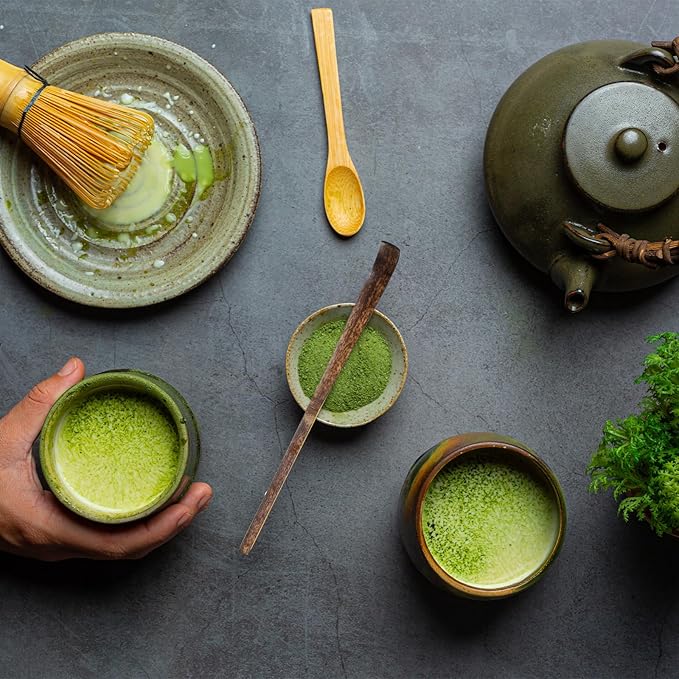 3 Pcs Matcha Spoon, Bamboo Matcha Scoop Japanese Chashaku Hooked Tea Leaf Sticks Tea Whisk Scooping Spoon for Traditional Japanese-Tea-Ceremony Spices Condiments Coffee Powder