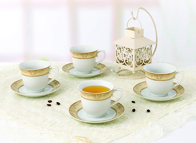 Lorren Home 8oz. Tea/Coffee Set Service for 4-Gold Floral