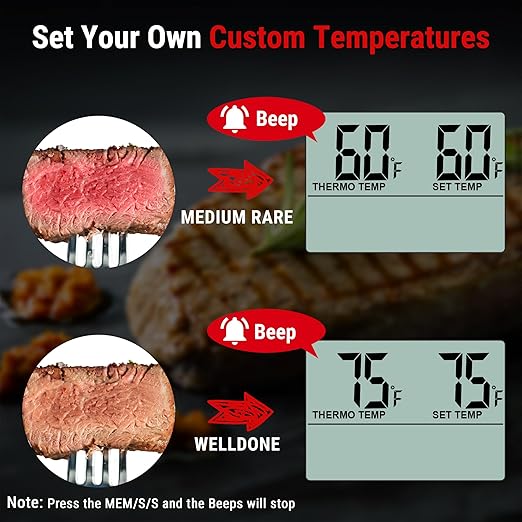 TempPro TP16H Large LCD Digital Meat Thermometer for Cooking, Smoking, Grilling, BBQ Food Thermometer with Clock Timer and Stainless Steel Probe, Black (Previously ThermoPro)