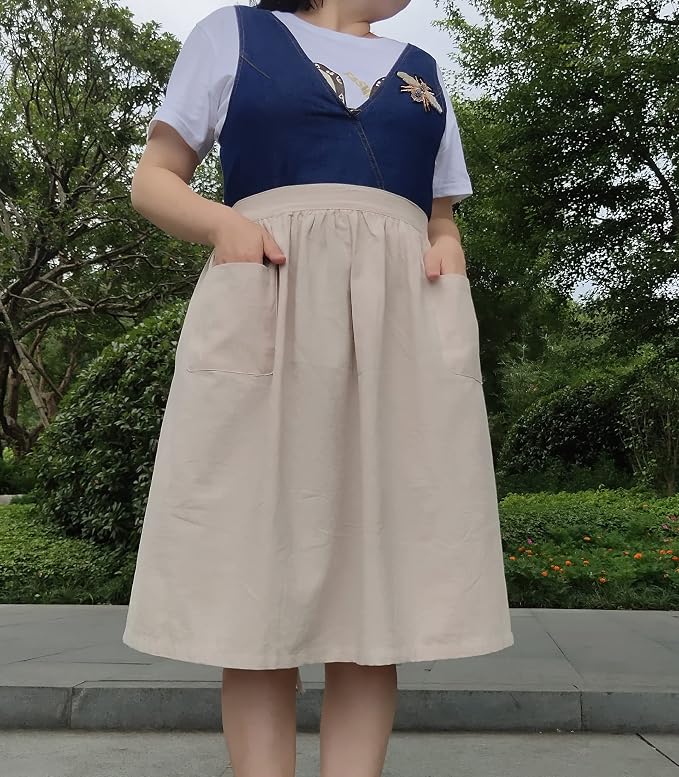 Unisex Chef Aprons White Retro Cotton Maid Short 2 Pockets Waist Waiter Waitress Half Apron - Image 7