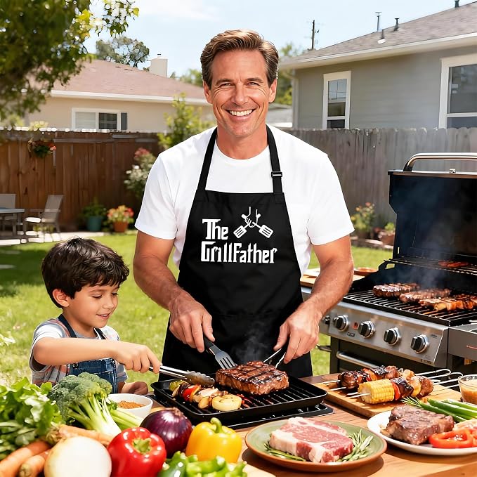 Grill Aprons for Men Dad - The Grill father Apron - Funny Chef Cooking Grilling BBQ Apron with 2 Pockets - Birthday Fathers Day Christmas Gifts for Dad - Image 5
