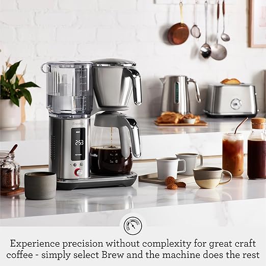 Breville Luxe Drip Coffee Machine, Brushed Stainless Steel, 60 Fluid Ounces Capacity, Glass Carafe, BDC415BSS