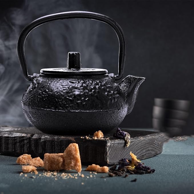 50ml(1.7oz) Mini Cast Iron Teapot, Imitation Japanese Kettle with Copper Handle and Bamboo Root Beam, Perfect for Home Tea and Coffee Serveware Decoration - Mini size only – fits in your palm