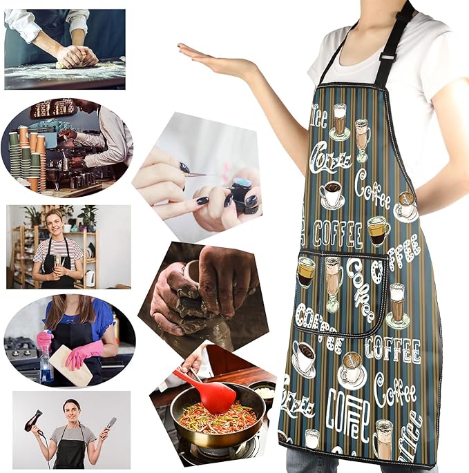 MBMSO Life Begins After Coffee Apron - Barista Gift, Coffee Themed Kitchen Apron