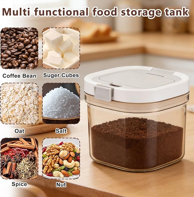 3 Pcs Airtight Coffee Canister, 27oz Large Coffee Storage Container with Scoop, Food Storage for Coffee, Tea, Beans, Sugar, Flour, Cereal and More (0.8 Liters)