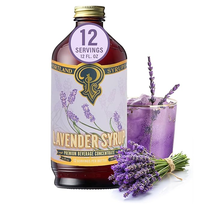 Portland Syrups Lavender Syrup - Premium Beverage Concentrate for Delicious Cocktails, Tea, Soda, Coffee Drinks, Baking, and More - 12 oz with 24 Servings (Pack of 1)