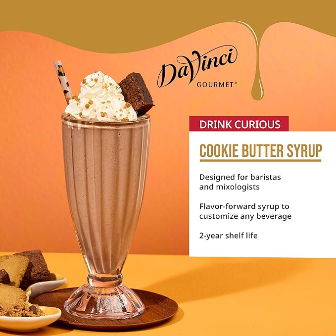 DaVinci Gourmet Cookie Butter Syrup, Made with pure Cane Sugar, Dairy Friendly, 25.4 Fluid Ounces (Pack of 1)